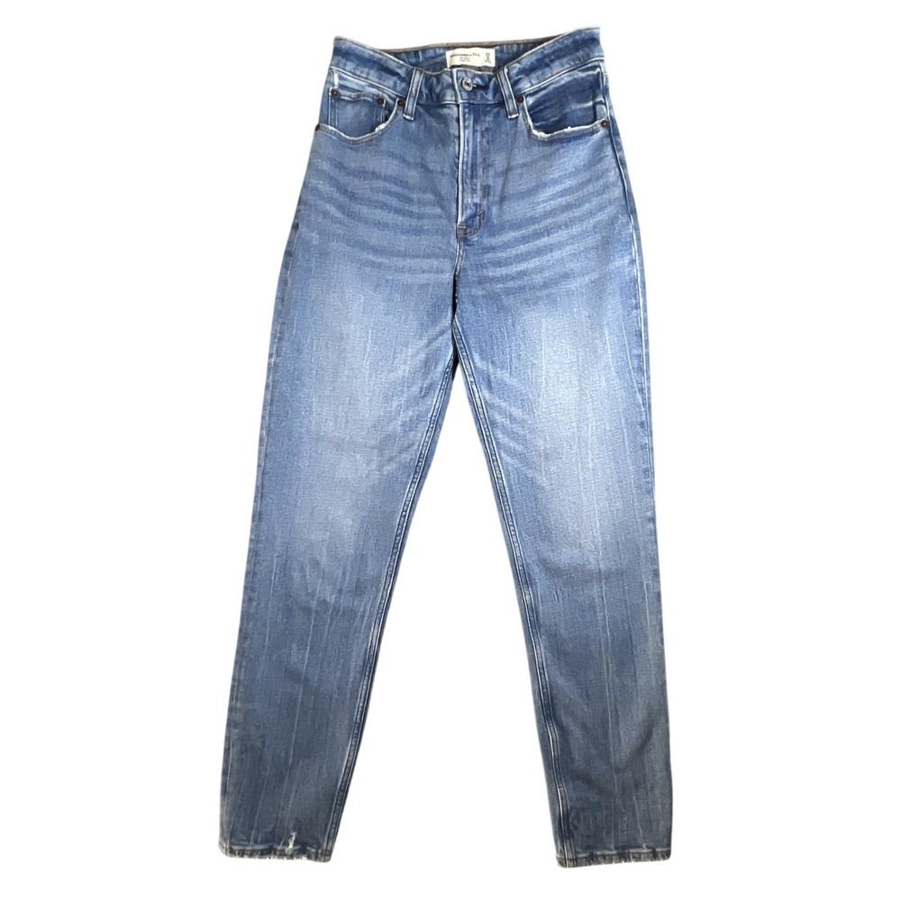 Abercrombie & Fitch The Mom High Rise Jeans Women's Size‎ 25 Blue Distressed